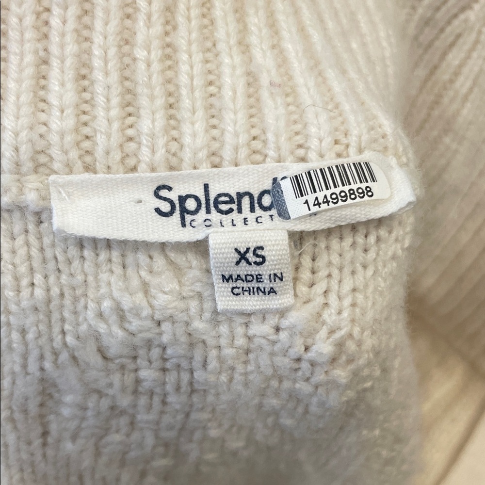Splendid Dakota Half Zip Cable Knit Sweater in Cream, XS - Picture 2 of 9